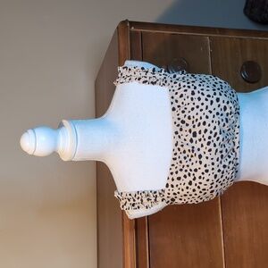 KONA SOL Ruffle Strap Bikini Top Black and Cream Cheetah Print XL